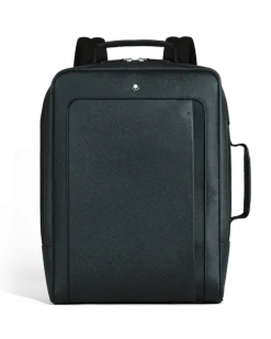 Rechteckiger Montblanc Companion Rucksack - Tweed-Blau - Leder - MB222875 - Rucksäcke