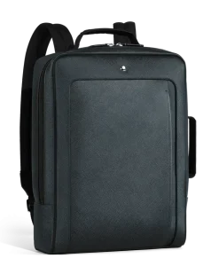 Rechteckiger Montblanc Companion Rucksack - Tweed-Blau - Leder - MB222875 - Rucksäcke