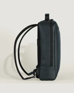 Rechteckiger Montblanc Companion Rucksack - Tweed-Blau - Leder - MB222875 - Rucksäcke