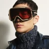 Rechteckige Skibrille mit beiger eingespritzter Fassung - MB137203 - Sonnenbrillen