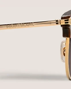 Rechteckige Sonnenbrille mit goldfarbenem Metallrahmen - - Metall - MB134462 - Sonnenbrillen