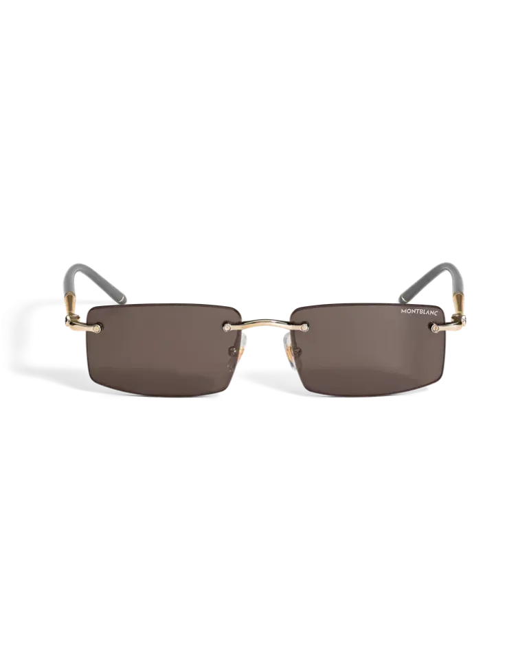 Rechteckige Sonnenbrille mit goldfarbener Metallfassung - MB136916 - Sonnenbrillen