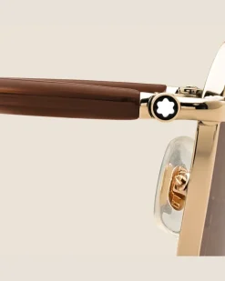 Rechteckige Sonnenbrille mit goldfarbener Metallfassung - MB136918 - Sonnenbrillen