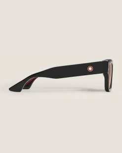 Rechteckige Sonnenbrille mit schwarzem Acetatrahmen - - Kunststoff - MB134415 - Sonnenbrillen