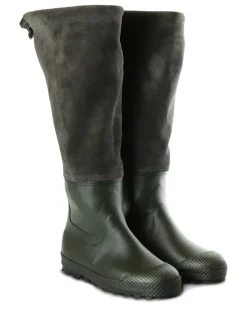 Regenstiefel mit Einsätzen aus Velours - Grün