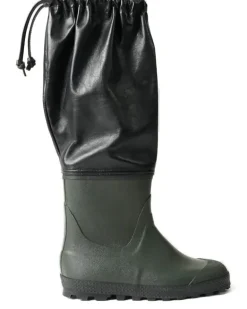 Regenstiefel mit Lederoberteil - Grün