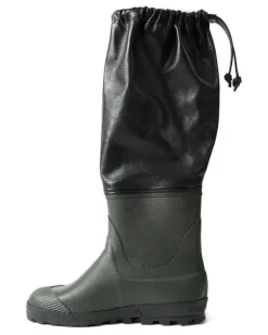 Regenstiefel mit Lederoberteil - Grün
