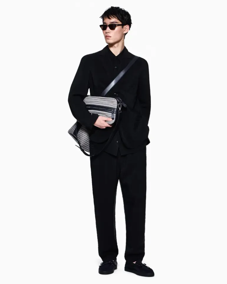 Regular Fit Blazer mit Reverskragen und Fischgratmuster Schwarz