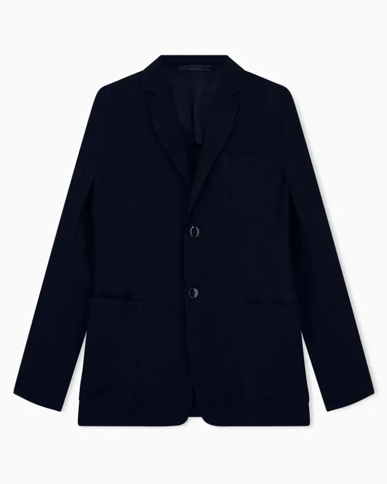 Regular Fit Blazer mit Reverskragen und Fischgratmuster Schwarz