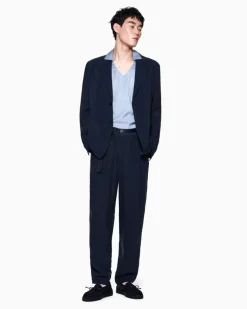Regular Fit Blazer mit Reverskragen und Fischgratmuster Blau