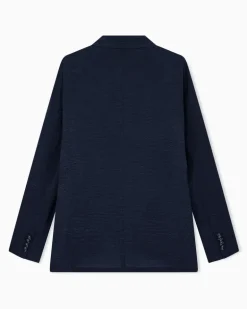 Regular Fit Blazer mit Reverskragen und Fischgratmuster Blau
