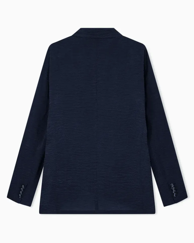 Regular Fit Blazer mit Reverskragen und Fischgratmuster Blau