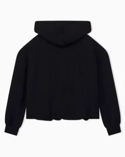 Regular Fit Kapuzensweatshirt aus elastischem Scuba Schwarz