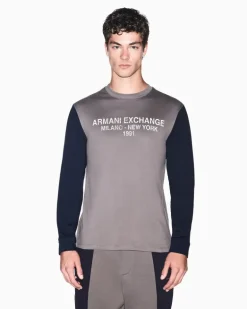 Regular Fit Langarmshirt aus Baumwolljersey mit Schriftzug Braun