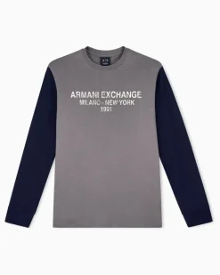 Regular Fit Langarmshirt aus Baumwolljersey mit Schriftzug Braun