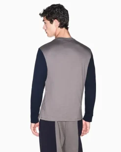 Regular Fit Langarmshirt aus Baumwolljersey mit Schriftzug Braun