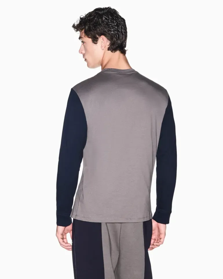 Regular Fit Langarmshirt aus Baumwolljersey mit Schriftzug Braun