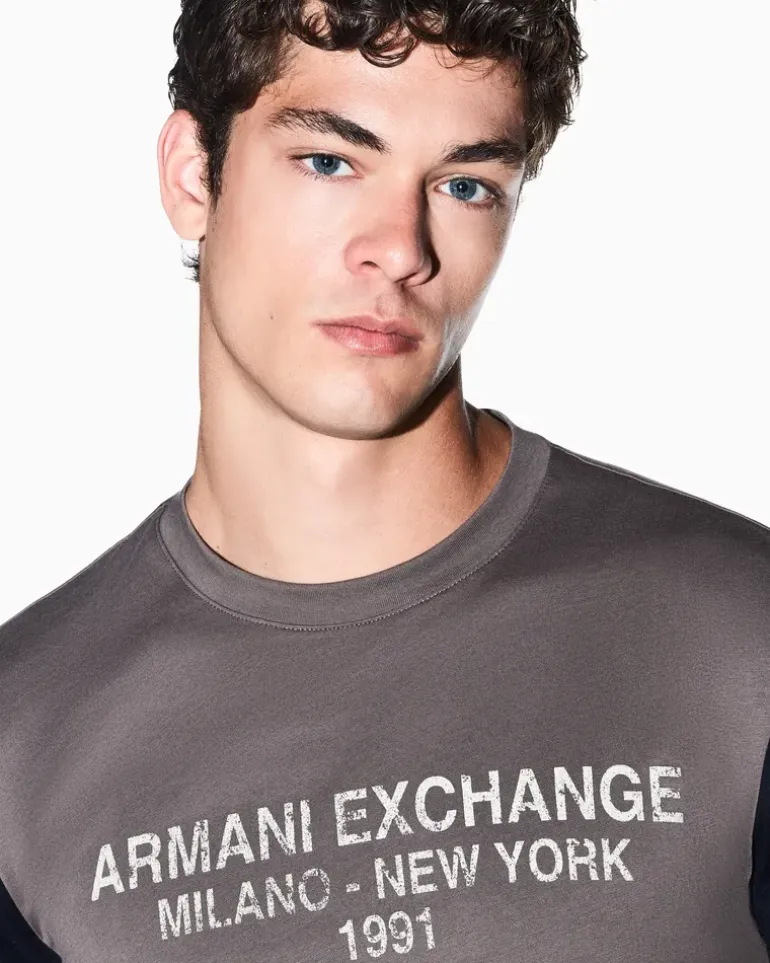 Regular Fit Langarmshirt aus Baumwolljersey mit Schriftzug Braun