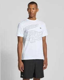 Regular Fit Sport-T-Shirt aus Baumwoll-Mix Weiss