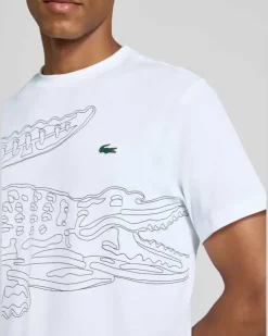 Regular Fit Sport-T-Shirt aus Baumwoll-Mix Weiss