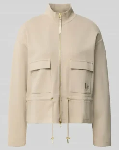 Regular Fit Sweatjacke aus Baumwoll-Mix Ecru
