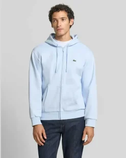 Regular Fit Sweatjacke aus Baumwoll-Mix Hellblau