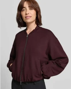 Regular Fit Sweatjacke aus Viskose-Mix Modell 'Becky.L Bordeaux