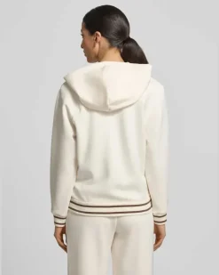 Regular Fit Sweatjacke aus Viskose-Mix mit Logo-Stitching Offwhite