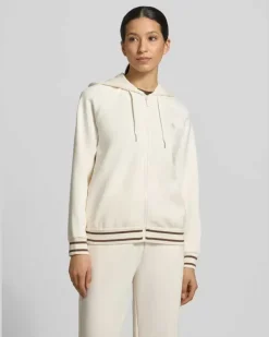 Regular Fit Sweatjacke aus Viskose-Mix mit Logo-Stitching Offwhite