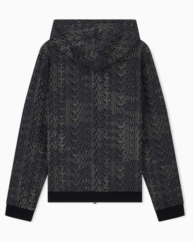 Regular Fit Sweatjacke Logo Series mit Monogramm-Muster Schwarz