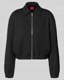 Regular Fit Sweatjacke mit Allover-Muster Modell 'DAYANE Black