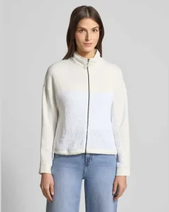 Regular Fit Sweatjacke mit Strickbesatz Offwhite