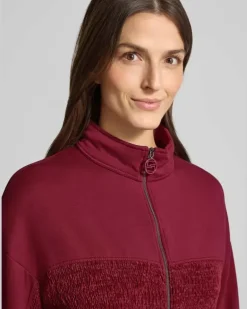 Regular Fit Sweatjacke mit Strickbesatz Kirsche