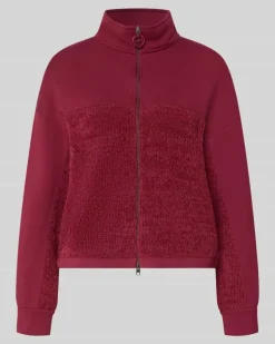 Regular Fit Sweatjacke mit Strickbesatz Kirsche