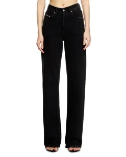 Regular Jeans High Waist 1971 D-Sent, Schwarz/Dunkelgrau, Knopfverschluss
