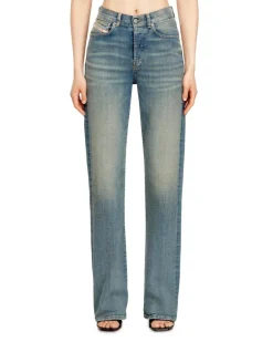 Regular Jeans High Waist 1971 D-Sent, Mittelblau, Knopfverschluss