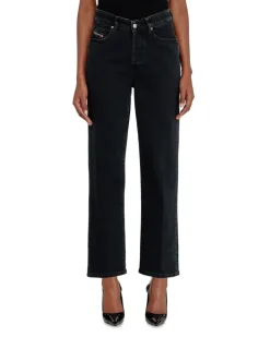 Regular Jeans High Waist 1981 D-Went, Schwarz/Dunkelgrau, Knopfverschluss