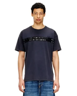 Reguläres Baumwoll-T-Shirt mit Framis-Bändern - T-Shirts - Herren - Blau