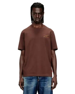 Reguläres Baumwoll-T-Shirt mit Puffdruck - T-Shirts - Herren - Braun