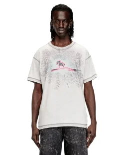 Reguläres T-Shirt mit Print und Nieten - T-Shirts - Herren - Grau