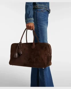 Reisetasche Brigitte Large aus Veloursleder Braun