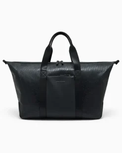 Reisetasche mit geprägtem Muster und einem Schultergurt Schwarz