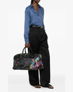 Reisetasche mit Print - Schwarz