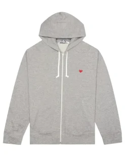 Reißverschluss-Sweatshirtjacke mit Herzstickerei - Grau