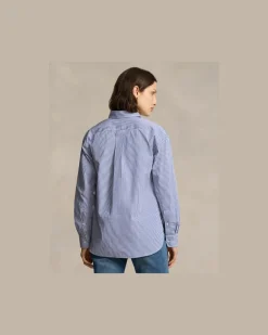Relaxed-Fit Baumwollhemd mit Streifen Blue