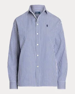 Relaxed-Fit Baumwollhemd mit Streifen Blue