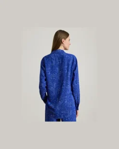 Relaxed-Fit Crêpe-Hemd mit Paisley-Motiv Blue