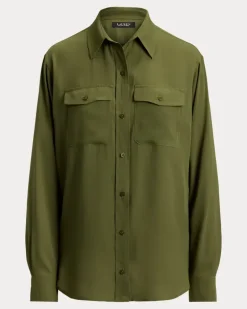 Relaxed-Fit Hemd aus Georgette Green