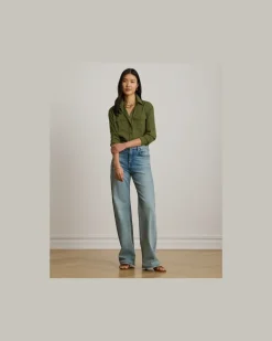 Relaxed-Fit Hemd aus Georgette Green