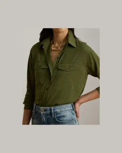 Relaxed-Fit Hemd aus Georgette Green